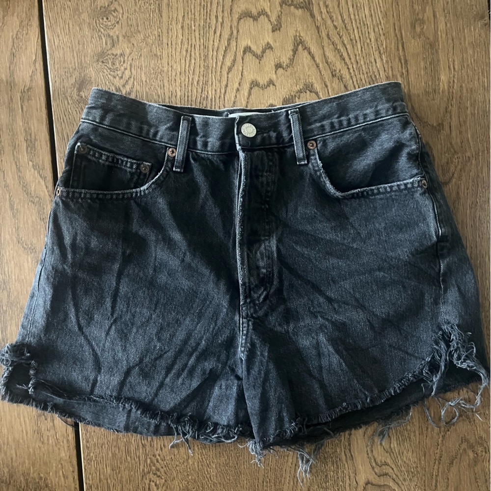 Classic Agolde High-Rise Black Denim Shorts